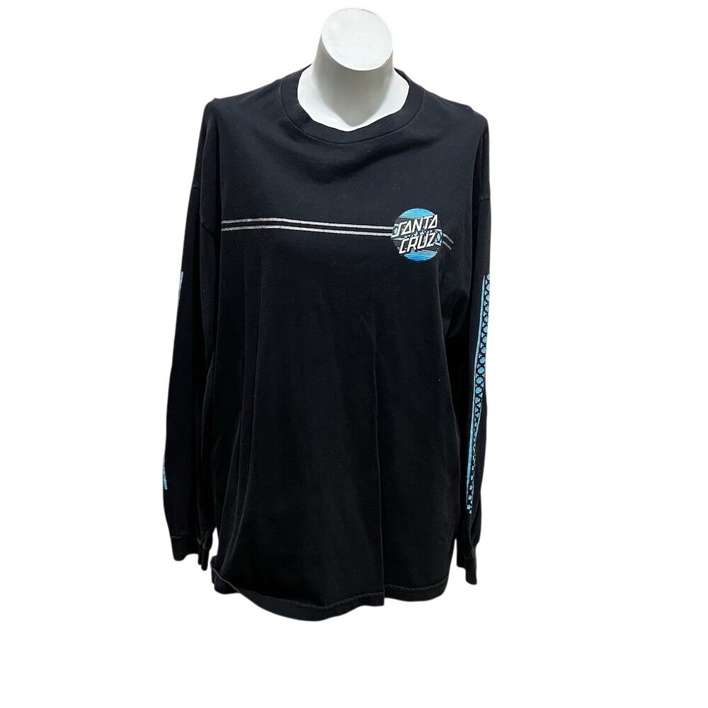 Santa Cruz Long Sleeve Graphic T-Shirt Men's XL Black Blue Wave Dot Logo - Picture 2 of 10
